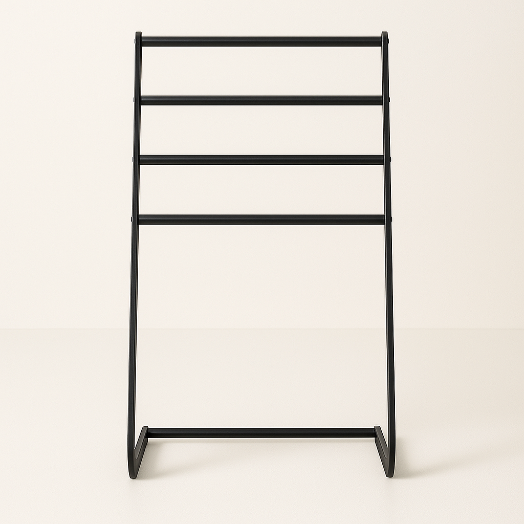 Porte-serviette sur pied en inox noir