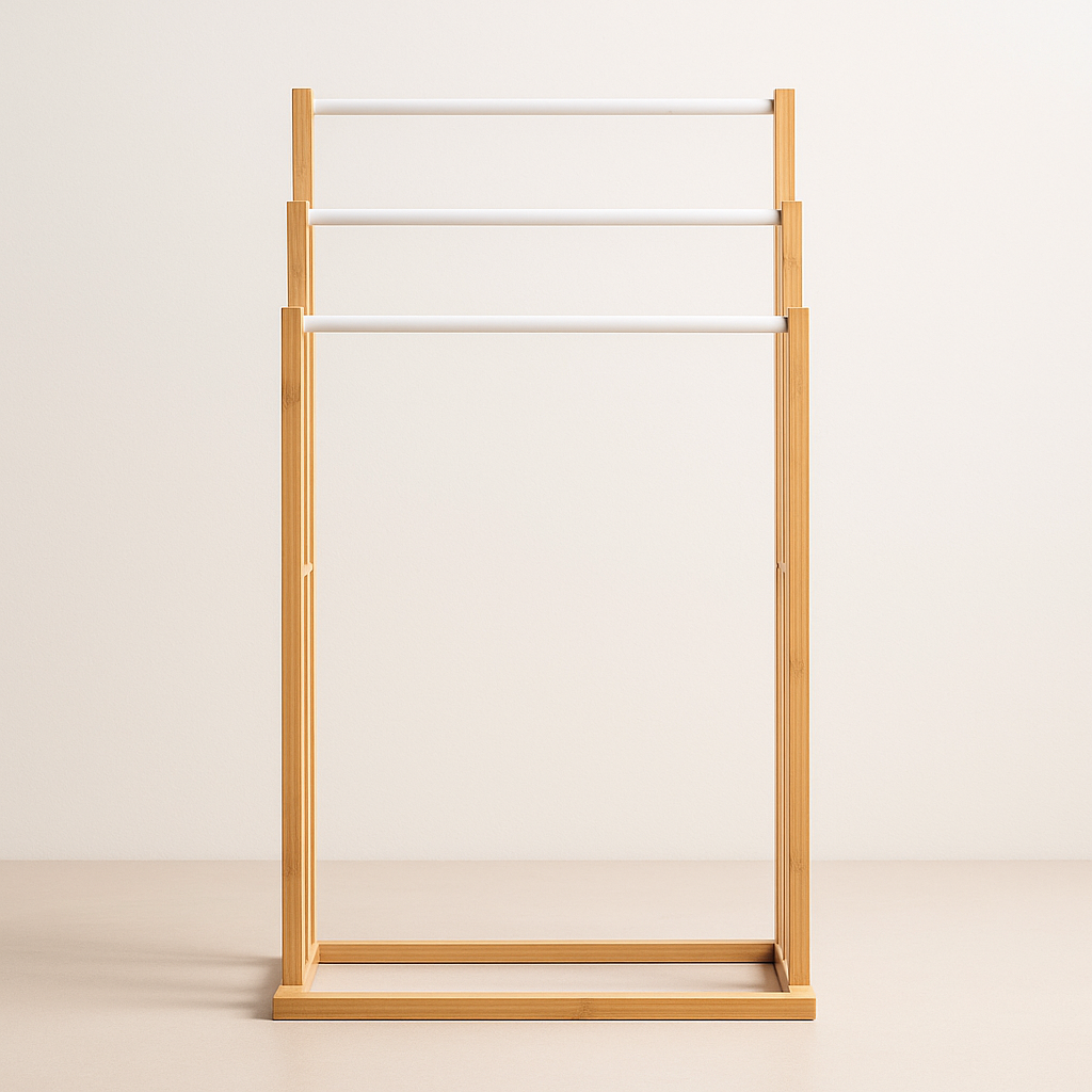 Porte-serviette sur pied en bois