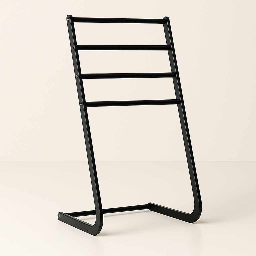 Porte-serviette sur pied en inox noir