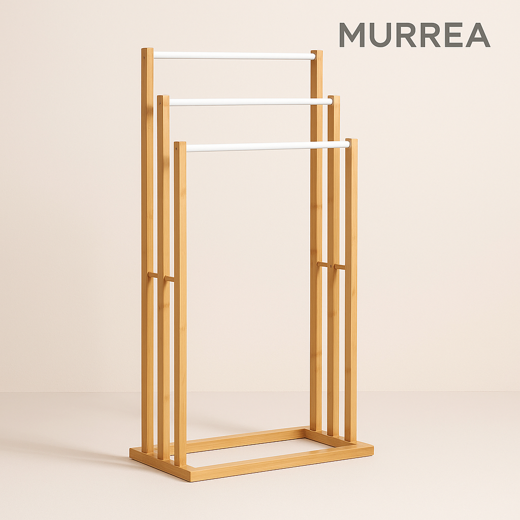 Porte-serviette sur pied en bois
