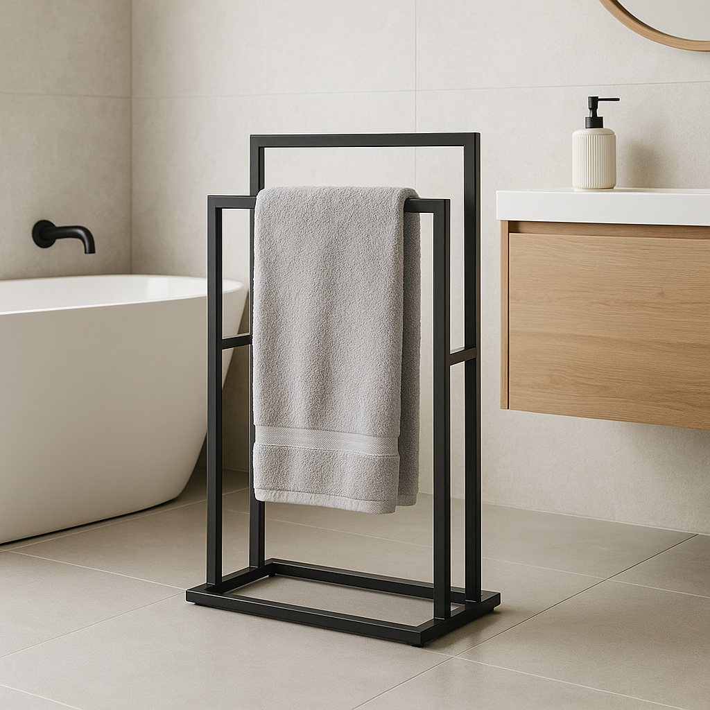 Porte-serviette sur pied noir