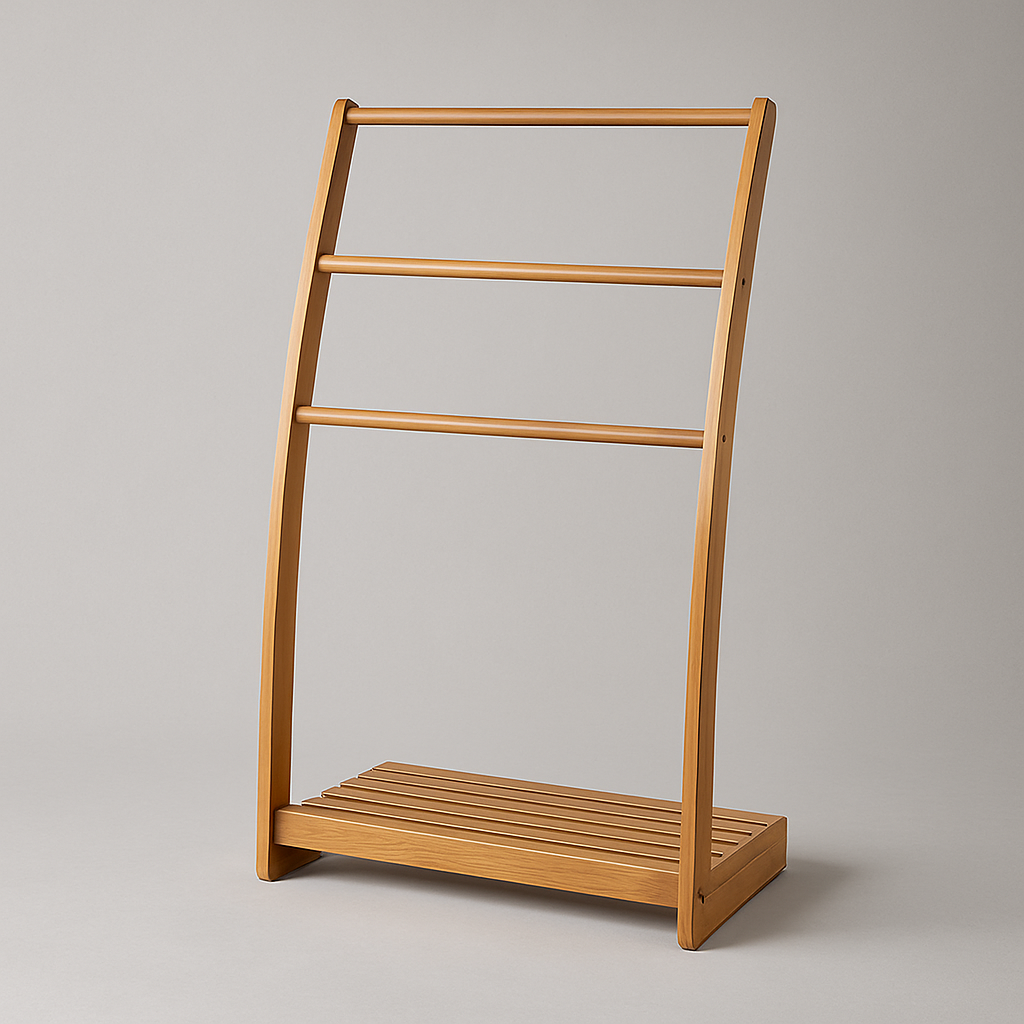 Porte-serviette sur pied en bambou