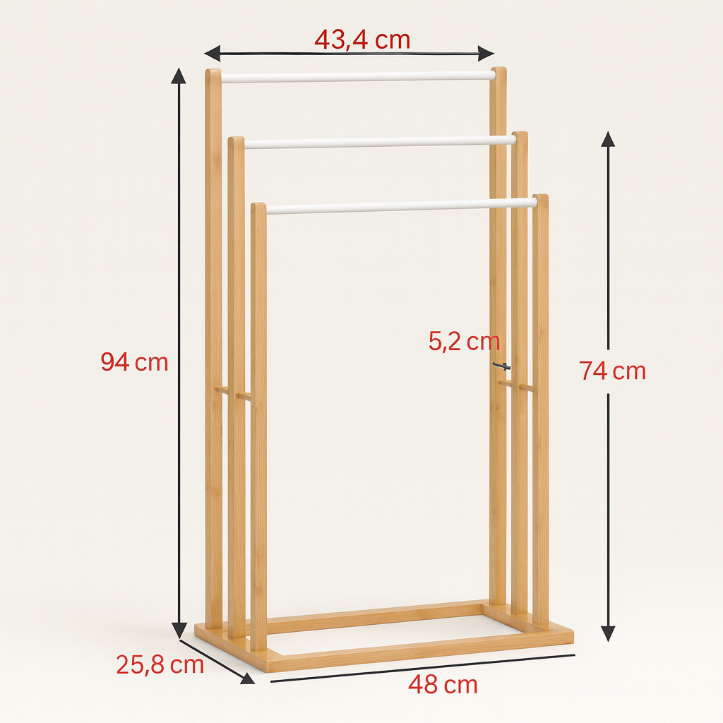 Porte-serviette sur pied en bois