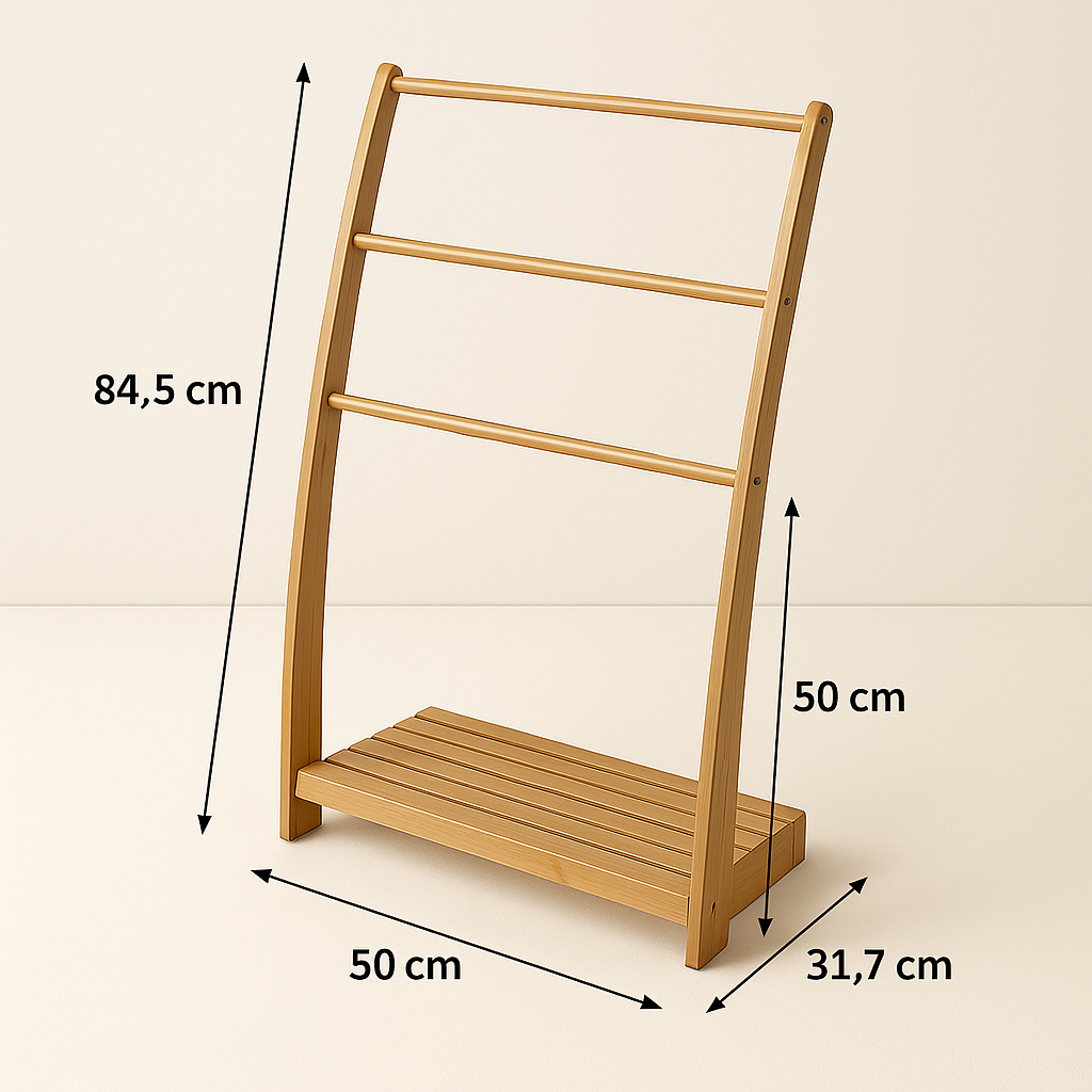 Porte-serviette sur pied en bambou